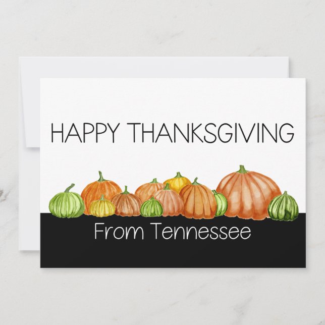 Tennessee Wasserfarbene Kürbis Erntedank Karte (Vorderseite)