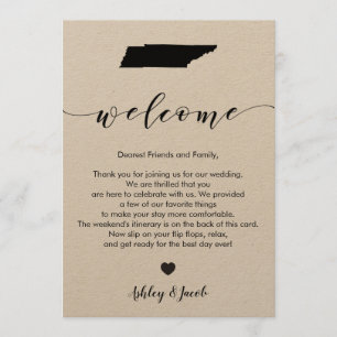Tennessee Wedding Willkommensbrief & Reisekarte Programm