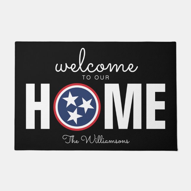 Tennessee Willkommenstür Zuhause Red White Blue TN Fußmatte (Vorderseite)