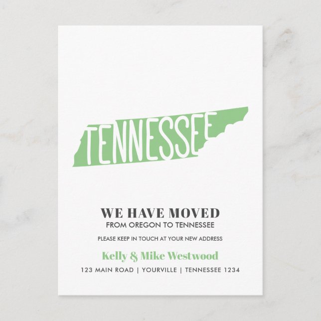 TENNESSEE Wir haben neue Adresse New Zuhause Postc Postkarte (Vorderseite)