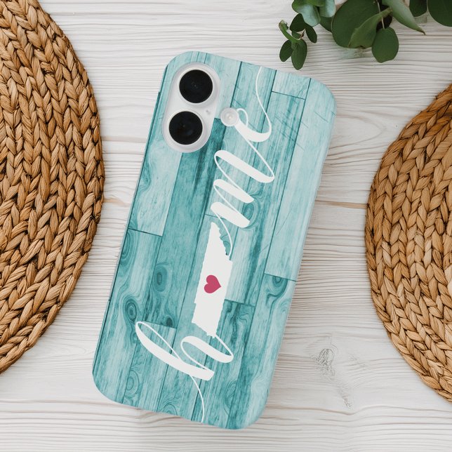 Tennessee Zuhause Staat Türkisfarben Holzlook iPhone 16 Hülle (Von Creator hochgeladen)
