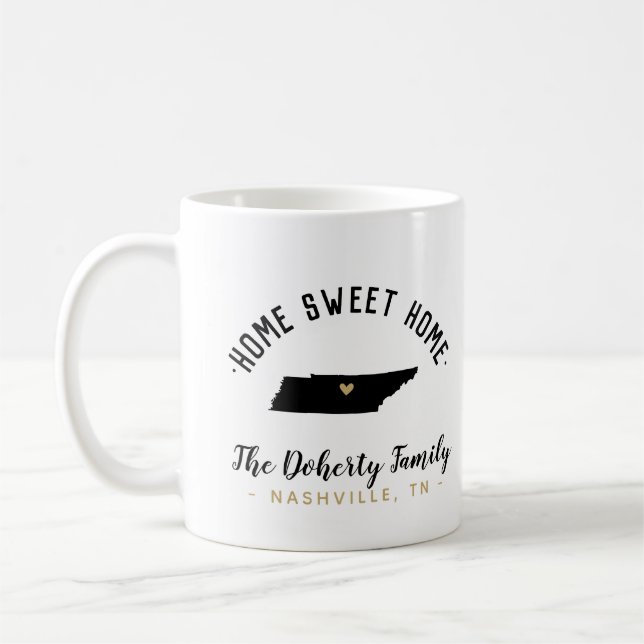Tennessee Zuhause Sweet Zuhause Family Monogram Ta Kaffeetasse (Links)