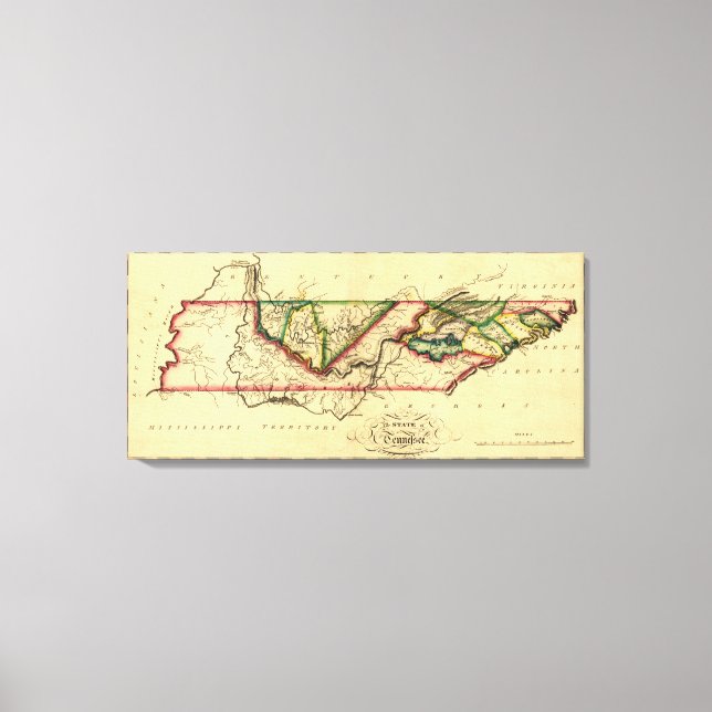TennesseePanoramakarteTennessee Leinwanddruck (Vorderseite)