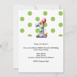 Tennis 1. Geburtstagsfeier Party Einladung