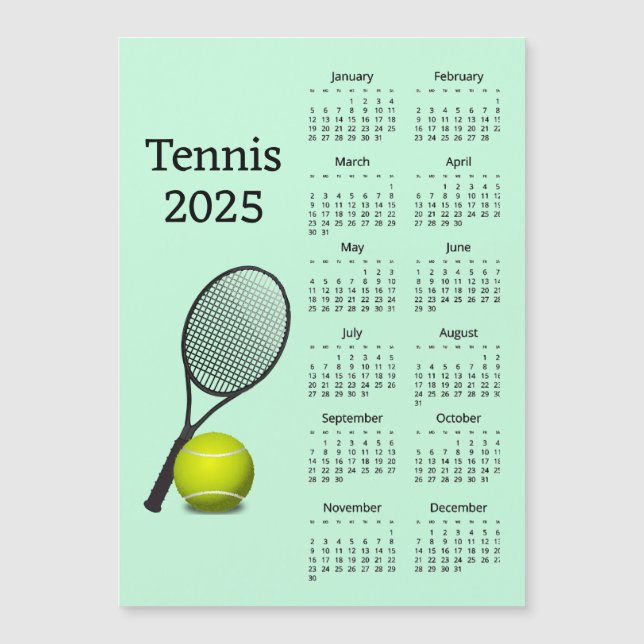 Tennis 2025 Kalender Magnetkarte (Vorderseite)