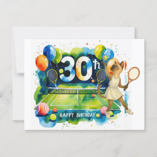 Tennis 30. Geburtstag für siamesische Katzen-Liebh Postkarte