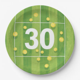 Tennis 30th Birthday Balls on the court  Pappteller