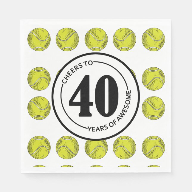Tennis 40. Geburtstag für Tennis Party Serviette (Vorderseite)