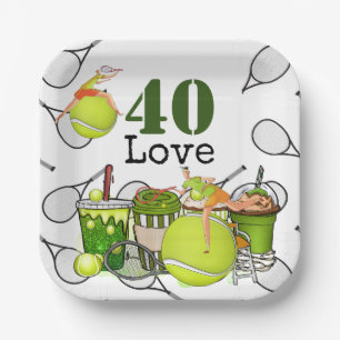 Tennis 40. Geburtstag Tennisball Liebe Pappteller