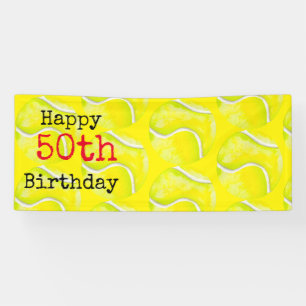 Tennis 50. Geburtstag mit Tennisball und Nummer Banner