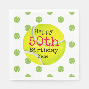Tennis 50. Geburtstag mit Tennisball und Nummer Serviette
