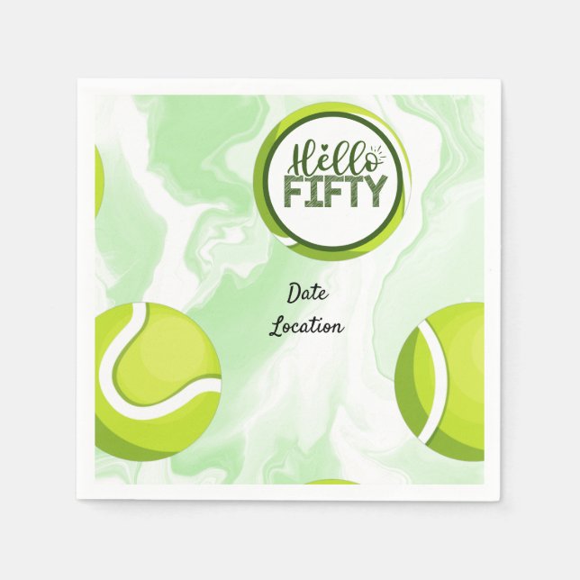 Tennis 50. Geburtstag Serviette (Vorderseite)
