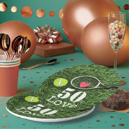 Tennis 50. Geburtstag Tennisball und Liebe Pappteller