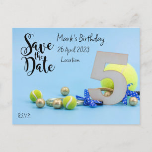Tennis 5th Birthday Save Date invitation