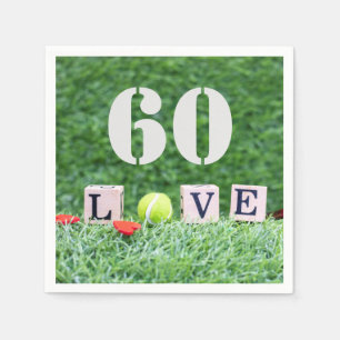Tennis 60. Geburtstag Tennisball und Nummer-Liebe Serviette
