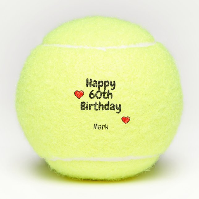 Tennis 60. Geburtstag Tennisbälle (Vorderseite)