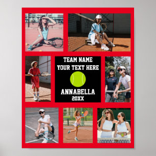 Tennis 7 Foto Collage Roter Teamname Poster