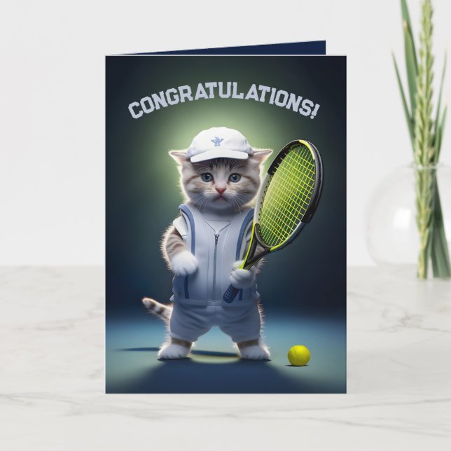 Tennis Ace Kitten Dankeskarte (Vorderseite)