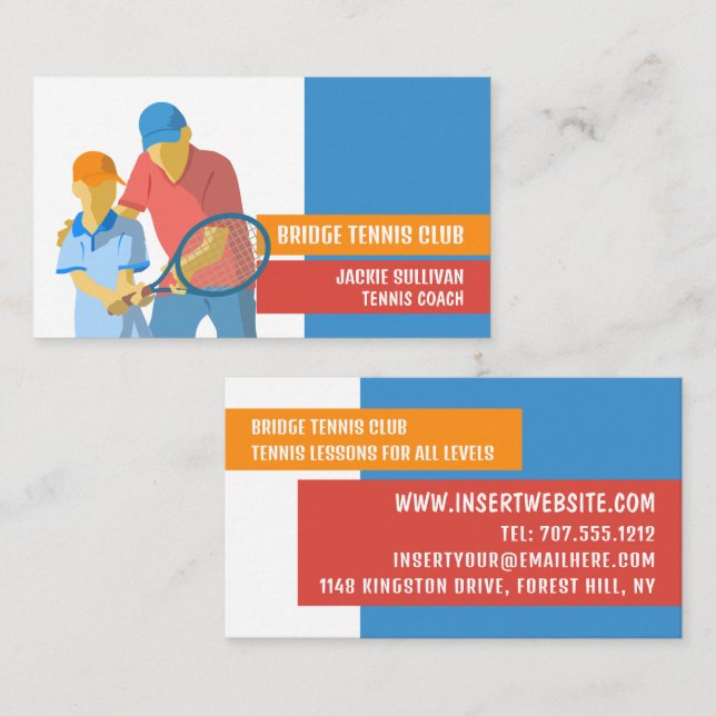 Tennis Art Design, Tennisspieler/Trainer/Instrukte Visitenkarte (Vorne/Hinten)