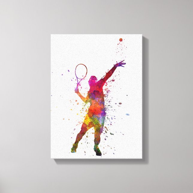 tennis at player service serving silhouette 01 leinwanddruck (Vorderseite)