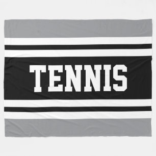 TENNIS Athletic Grau Schwarz Weiß Rennstreifen Fleecedecke