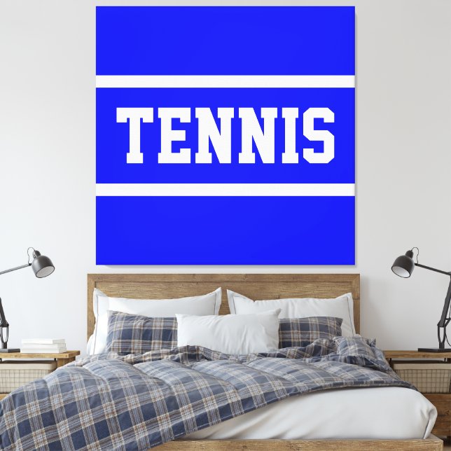 TENNIS Athletic Hellblau-Weiß-Streifen Leinwanddruck (Insitu (Schlafzimmer))