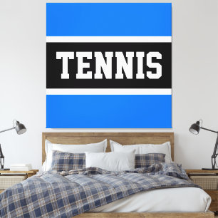 TENNIS Athletik Hellblau Schwarz Weiß Streifen Leinwanddruck