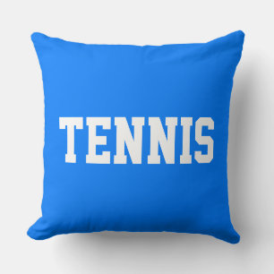 TENNIS Athletik Weißer Text Auf Farbigen Hellblau Kissen