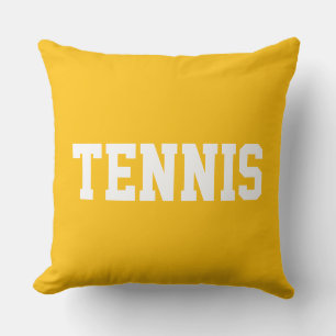 TENNIS Athletischer weißer Text auf hellgelb orang Kissen