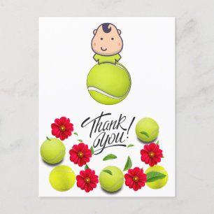 Tennis Baby auf dem Ball für Babydusche Danke Postkarte