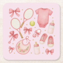 Tennis Baby Girl in rosa Thema mit Schläger
