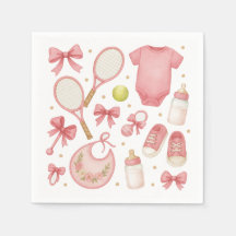 Tennis Baby Girl in rosa Thema mit Schläger