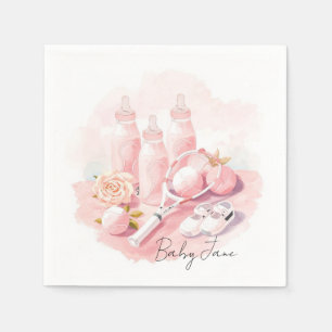 Tennis Baby Girl in rosa Thema mit Schläger Serviette