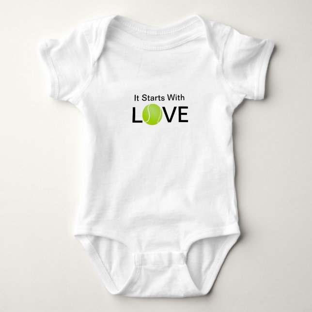 Tennis-Baby Onsie, den es mit Liebe beginnt Baby Strampler (Vorderseite)