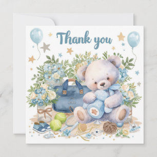 Tennis Baby Shower für Baby Boy Blue thematisiert Dankeskarte