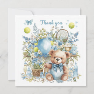 Tennis Baby Shower für Baby Boy Blue thematisiert Dankeskarte