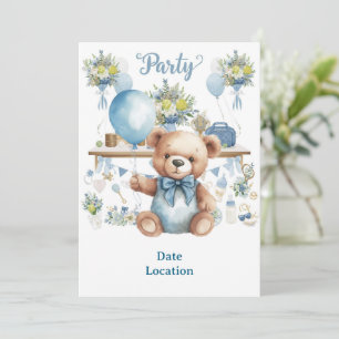 Tennis Baby Shower für Baby Boy Blue thematisiert Einladung