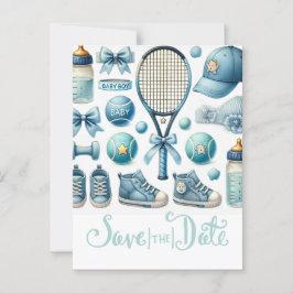 Tennis Baby Shower für Baby Boy Blue thematisiert Postkarte
