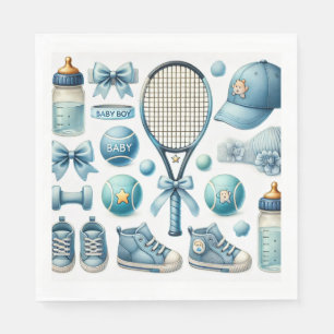 Tennis Baby Shower für Baby Boy Blue thematisiert Serviette