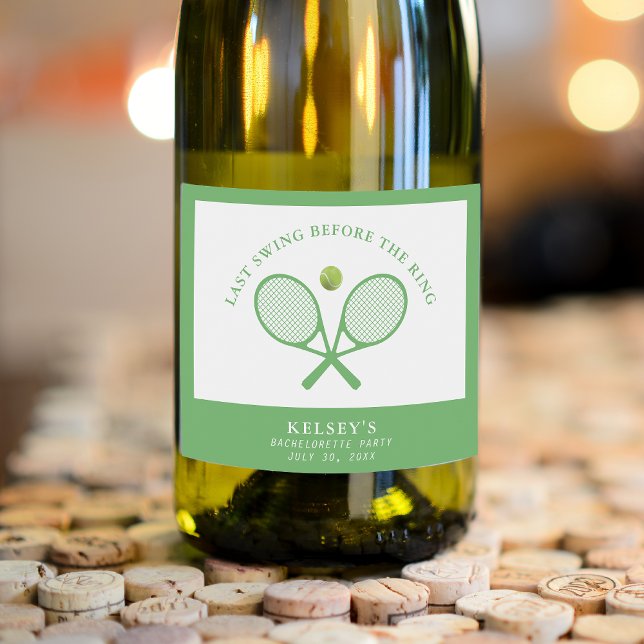 Tennis Bachelorette Letzte Swing vor dem Ring (Tennis Bachelorette Last Swing Before the Ring Sparkling Wine Label
)