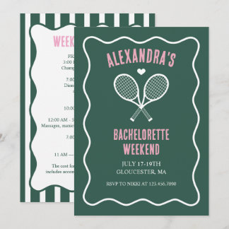 Tennis Bachelorette party preppy green Einladung