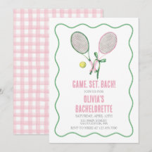 Tennis Bachelorette party preppy plaid pink green