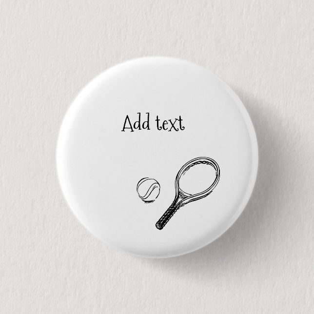 Tennis ball and racket black and white button (Vorderseite)