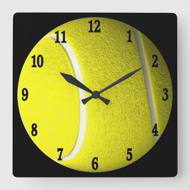 Tennis Ball Black Numéros Sport Wall Horloge (Recto)