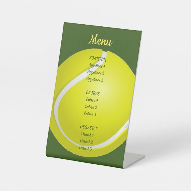 Tennis Ball Design Tischschild Sockelschild (Vorderseite)