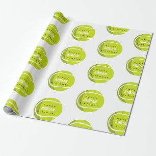 Tennis Ball Geburtstagsparty Individuelle Name Geschenkpapier