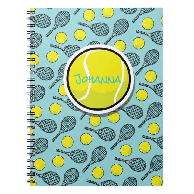 Tennis Ball Gelb Türkis Blau Name Notizblock (Vorderseite)