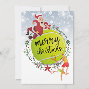 Tennis Ball hinter Santa Claus Frohe Weihnachten