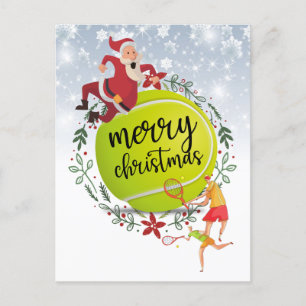 Tennis Ball hinter Santa Claus Frohe Weihnachten