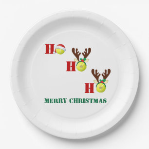 Tennis Ball Ho Ho Ho Santa Reindeer Weihnachten Pappteller
